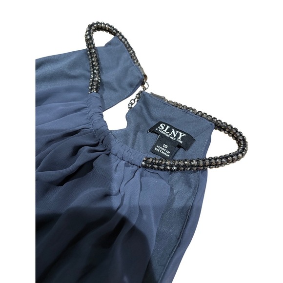 SL Fashions New York‎ Dress Halter Neck Sleeveless Party Cocktail Steel 10 - Picture 6 of 7